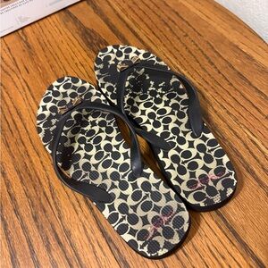 Coach black and white flip flops old money minimalist